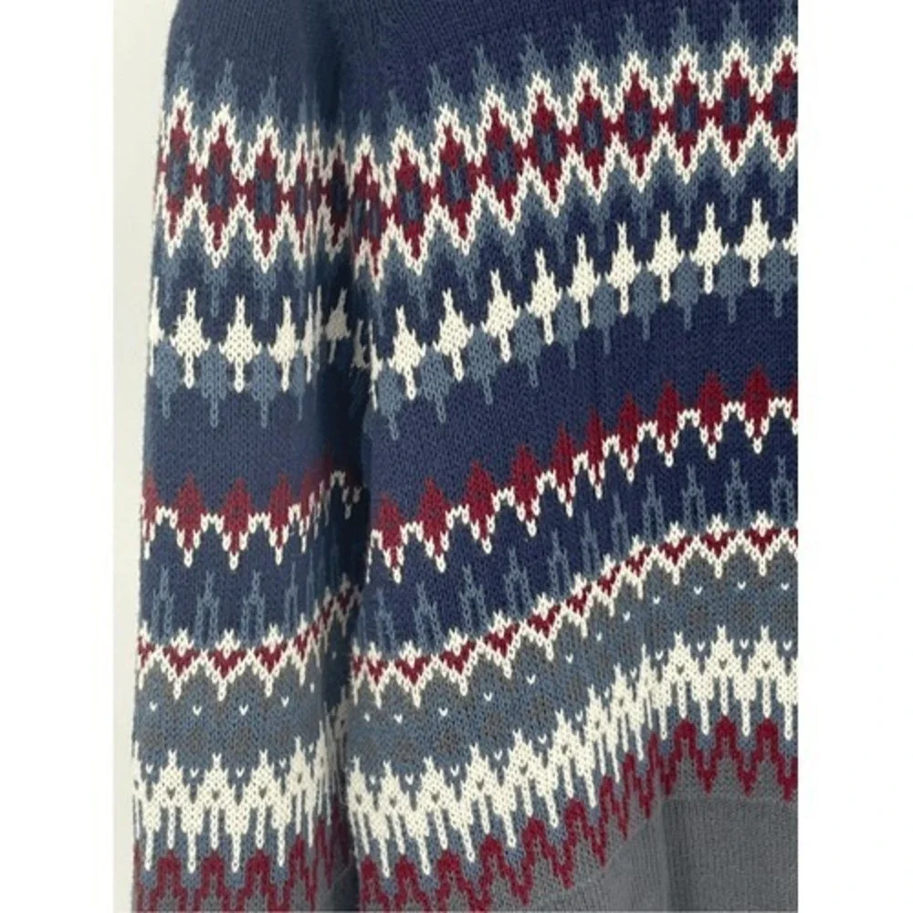 Vineyard Vines Sweater Grandpa Men XS Fair Isle Crewneck Long Sleeve Navy‎ Blue